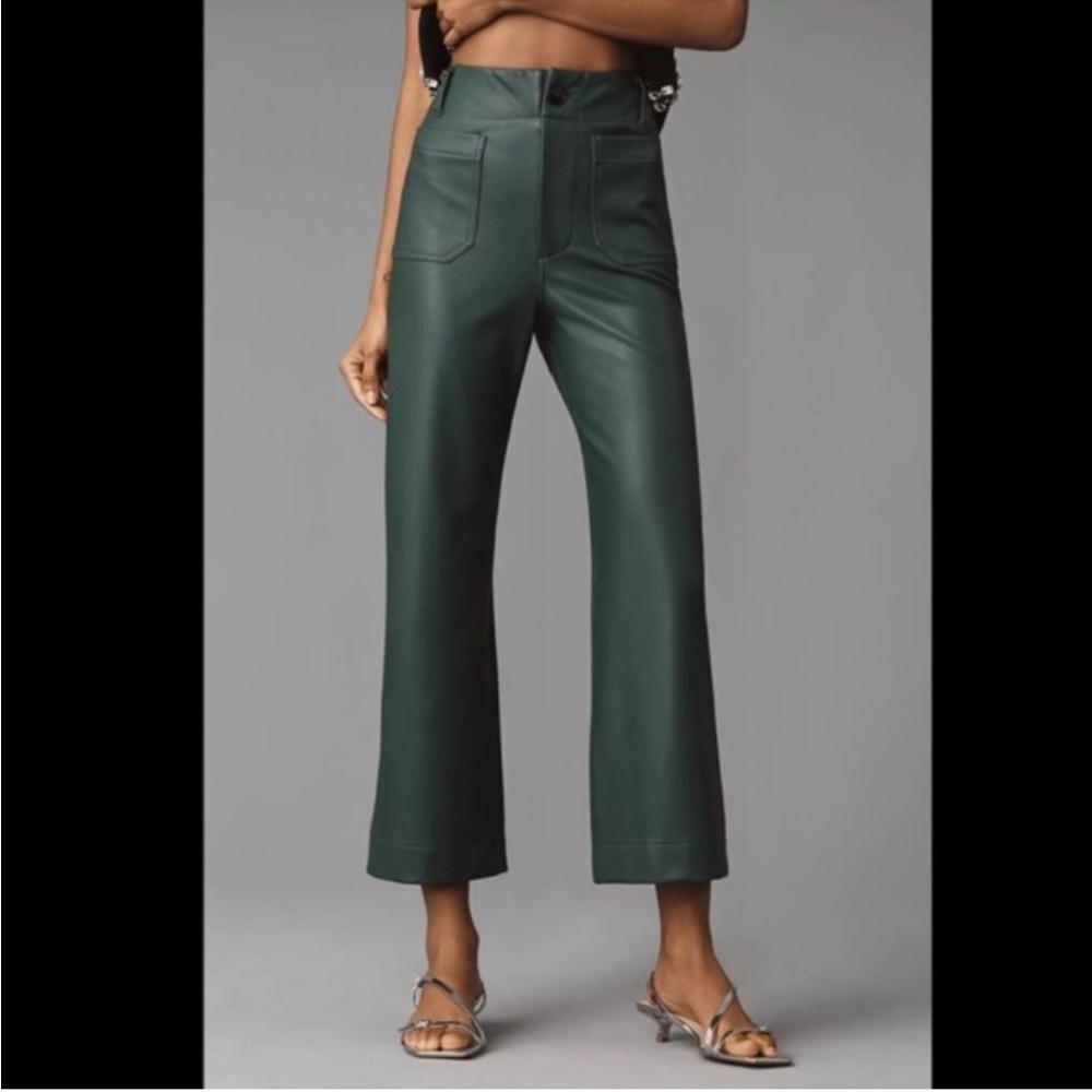 Anthropologie Maeve Green Colette Faux Leather Pant